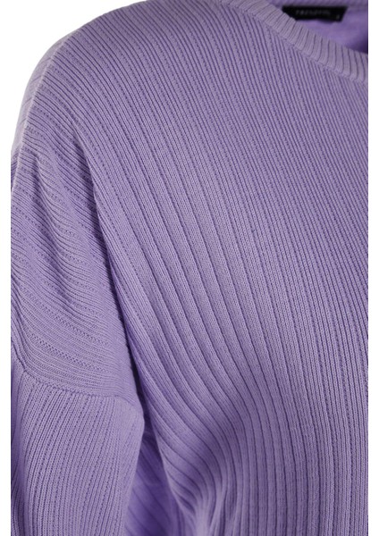 Tarz Kadın Modern Moda Normal Bel Boru Paça Bisiklet Yaka Basic Bisiklet Yaka Triko Alt-Üst Takım