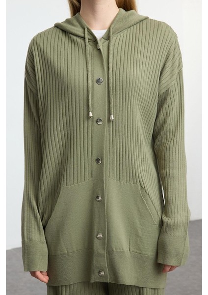 Tarz Kadın Modern Moda Normal Bel Geniş Paça Kapüşonlu Kapüşonlu Oversize Triko Alt-Üst Takım