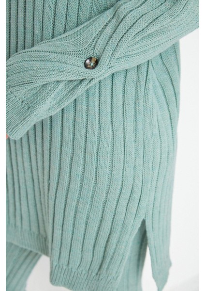 Tarz Kadın Modern Moda Normal Bel Dar Paça Bisiklet Yaka Fitilli Geniş Kalıp Triko Alt-Üst Takım fırsatları