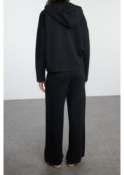 Tarz Kadın Modern Moda Normal Bel Boru Paça Kapüşonlu Kapüşonlu Triko Alt-Üst Takım modelleri