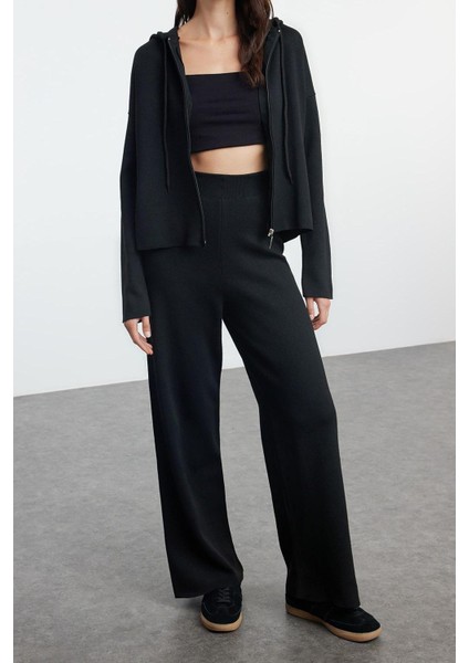 Tarz Kadın Modern Moda Normal Bel Boru Paça Kapüşonlu Kapüşonlu Triko Alt-Üst Takım indirimleri