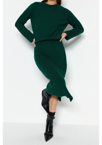 Tarz Kadın Modern Moda Normal Bel Geniş Paça Bisiklet Yaka Yumuşak Dokulu Triko Alt-Üst Takım fiyatları