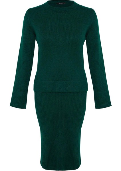 Tarz Kadın Modern Moda Normal Bel Geniş Paça Bisiklet Yaka Yumuşak Dokulu Triko Alt-Üst Takım indirimleri