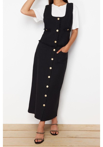 Tarz Kadın Modern Moda Normal Bel Boru Paça V Yaka Tüvit Yelek Etek Dokuma Alt Üst Takım fiyatları