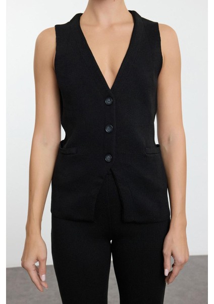 Tarz Kadın Modern Moda Normal Bel Boru Paça V Yaka Premium Iplik Özel Iplik Triko Alt-Üst Takım