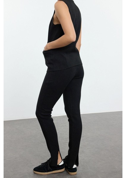 Tarz Kadın Modern Moda Normal Bel Boru Paça V Yaka Premium Iplik Özel Iplik Triko Alt-Üst Takım fiyatları