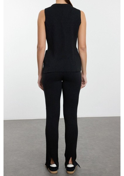 Tarz Kadın Modern Moda Normal Bel Boru Paça V Yaka Premium Iplik Özel Iplik Triko Alt-Üst Takım modelleri