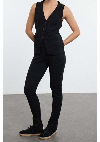 Tarz Kadın Modern Moda Normal Bel Boru Paça V Yaka Premium Iplik Özel Iplik Triko Alt-Üst Takım indirimleri