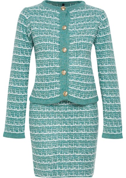 Tarz Kadın Modern Normal Bel Boru Paça Örgü Detaylı Yumuşak Dokulu Hırka-Etek Triko Alt-Üst Takım indirimleri