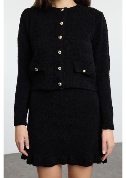 Tarz Kadın Modern Moda Normal Bel Boru Paça Bisiklet Yaka Buklet Kemerli Triko Alt-Üst Takım