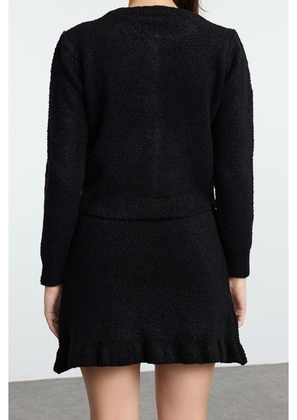 Tarz Kadın Modern Moda Normal Bel Boru Paça Bisiklet Yaka Buklet Kemerli Triko Alt-Üst Takım modelleri