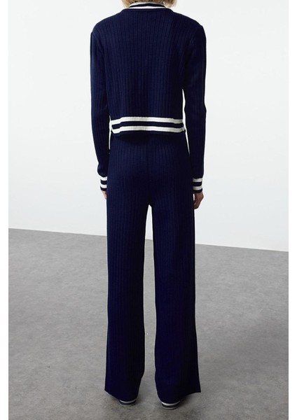 Tarz Kadın Modern Moda Normal Bel Boru Paça Dik Yaka Triko Alt-Üst Takım fırsatları