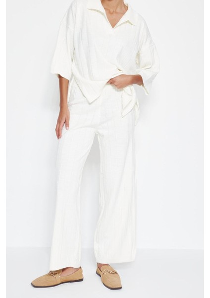 Tarz Kadın Modern Moda Normal Bel Boru Paça Polo Yaka Basic Fitilli Triko Alt-Üst Takım fiyatları