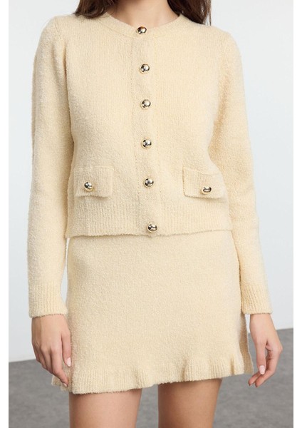 Tarz Kadın Modern Moda Normal Bel Boru Paça Bisiklet Yaka Buklet Kemerli Triko Alt-Üst Takım