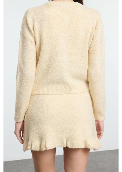 Tarz Kadın Modern Moda Normal Bel Boru Paça Bisiklet Yaka Buklet Kemerli Triko Alt-Üst Takım modelleri