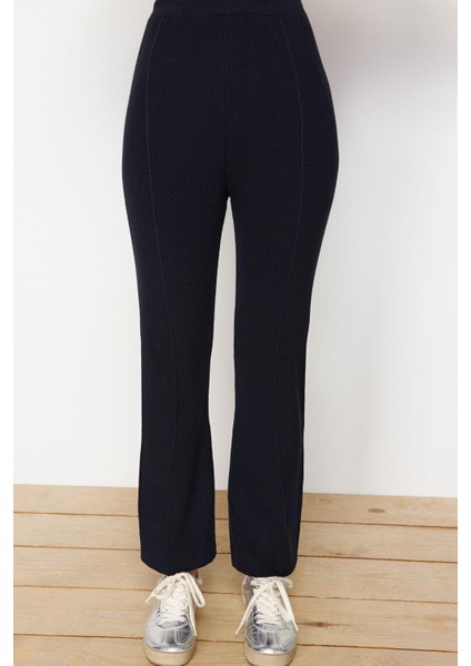 Tarz Kadın Modern Normal Bel Boru Paça Bisiklet Yaka Pamuklu Ince Bluz Pantalon Triko Alt-Üst Takım modelleri