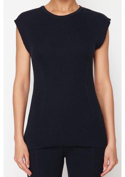 Tarz Kadın Modern Normal Bel Boru Paça Bisiklet Yaka Pamuklu Ince Bluz Pantalon Triko Alt-Üst Takım fırsatları