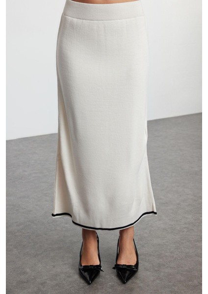 Tarz Kadın Modern Moda Normal Bel Boru Paça Bisiklet Yaka Kurdele Fiyonk Detaylı Triko Alt-Üst Takım fırsatları