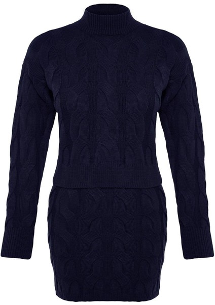 Tarz Kadın Modern Moda Normal Bel Boru Paça Dik Yaka Crop Dik Yaka Triko Etekli Alt-Üst Takım indirimleri