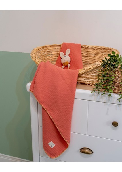 My Baby&kids 4 Kat Müslin Örtü Çoban Dikişli %100 Organik Pamuk Çok Amaçlı Örtü