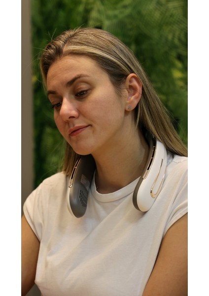Beyaz Taşınabilir ve Şarjlı Boyun Fanı- Built-In 2000MAH Neck Fan White fırsatları