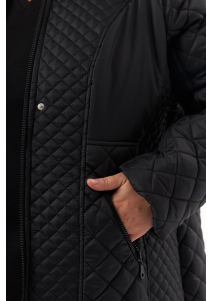 Büyük Beden Kapüşonlu Şişme Mont Siyah fırsatları