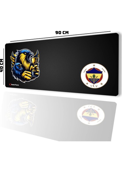 Sonictouch Ultragrand Şanlı Fb Taraftar 1907 Dikişsiz Xxl Gamer Oyuncu Sarı Lacivert Klavye Mouse Pad 40X90CM