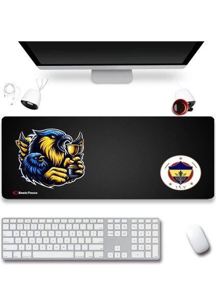 Sonictouch Ultragrand Şanlı Fb Taraftar 1907 Dikişsiz Xxl Gamer Oyuncu Sarı Lacivert Klavye Mouse Pad 40X90CM