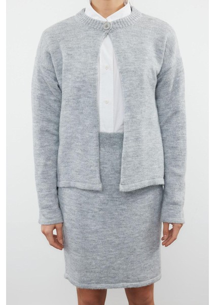 Tarz Kadın Modern Moda Normal Bel Boru Paça Bisiklet Yaka Yumuşak Dokulu Atkılı Triko Alt-Üst Takım fırsatları