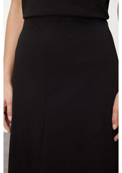 Kadın Moda Şık Regular Boy Uzun Kollu V Yaka Normal Bel Maxi Örme Bluz Etek Alt-Üst Takım modelleri