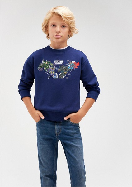 M6S10082-70491 Erkek Çocuk Metal Force Baskılı Sweatshirt