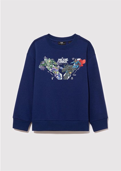 M6S10082-70491 Erkek Çocuk Metal Force Baskılı Sweatshirt