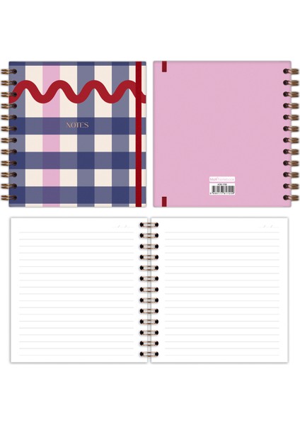 Matt Notebook 15X15 cm Kare 2'li Set Spiralli 2025 Yılı Haftalık Ajanda ve Defter Pötikare Kiraz