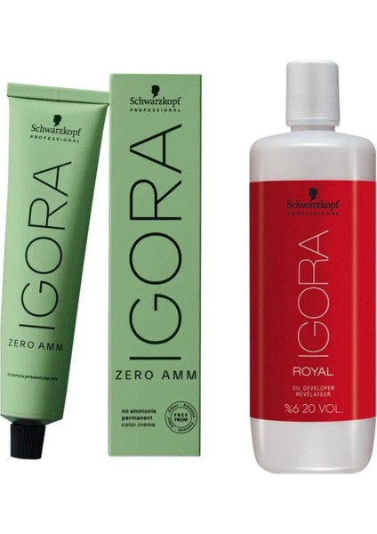 4 Adet Schwarzkopf Igora Zero Amm 6-6 Saç Boyası + Oksidan 1000 ml