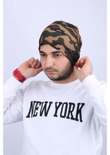 Yeşil Kamuflaj Desenli Penye Unisex Bere - CPLPNKMR1