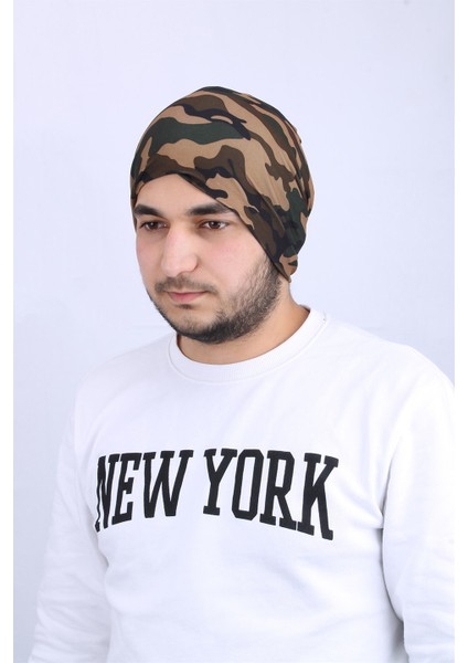 Yeşil Kamuflaj Desenli Penye Unisex Bere - CPLPNKMR1