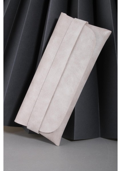 Özel Tasarım Suni Deri Gözlük Kılıfı Krem SUNDER24R01