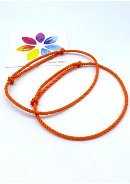 2'li Minimal Kadın Erkek Turuncu Burgulu Ip Bileklik Seti
