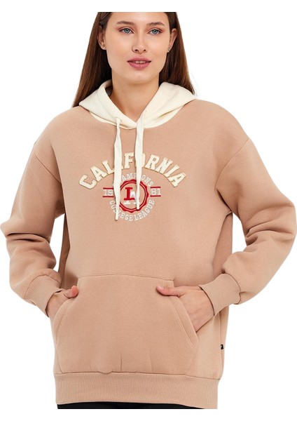 Kapşonlu Kadın Ön Nakışlı Sweat