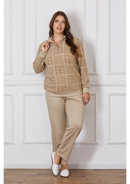 Battal Büyük Beden Uzun Kol Kışlık Pijama Takımı Dowry B09-125
