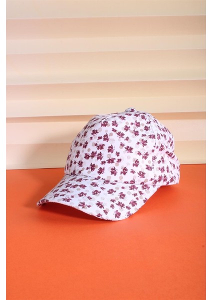 Bordo Beyaz Ayarlanabilir Şapka 24CCKSAPKAKIZR05