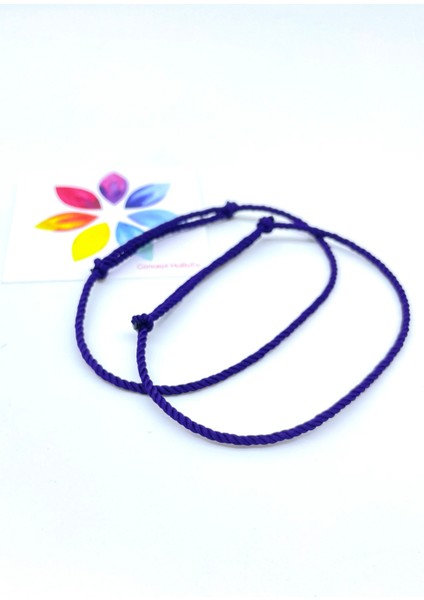 2'li Minimal Kadın Erkek Mor Burgulu Ip Bileklik Seti