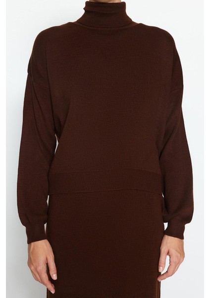 Tarz Kadın Modern Moda Normal Bel Boru Paça Balıkçı Yaka Balıkçı Yaka Triko Etekli Alt-Üst Takım modelleri