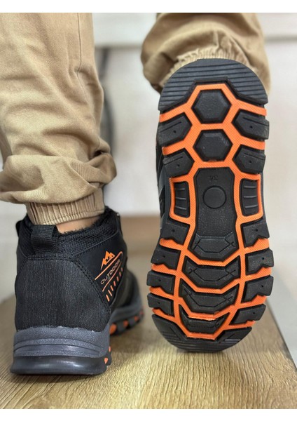 Bantlı Unisex Uzun Çocuk Spor Outdoor Ayakkabı-Siyah-Oranj fiyatları