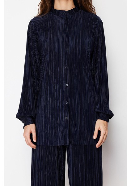 Tarz Kadın Modern Moda Normal Bel Boru Paça V Yaka Piliseli Örme Alt-Üst Takım fırsatları