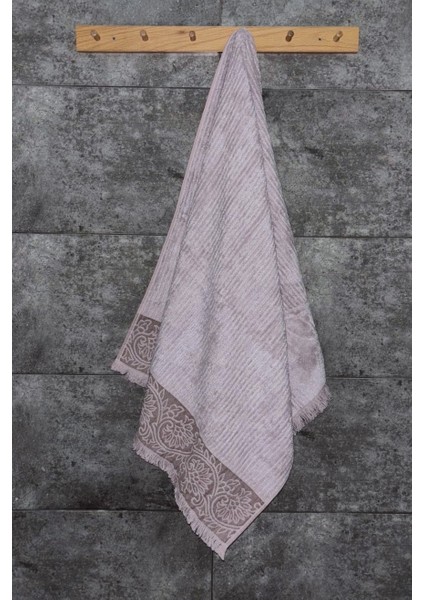 Püsküllü Bambu Banyo Havlusu - Lila Renk Ekstra Yumuşak Havlu - 70X140 cm - Kabartma Bordürlü