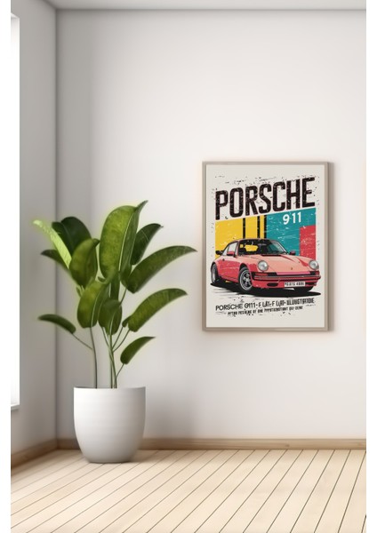 A3 Retro Porsche Baskılı Poster