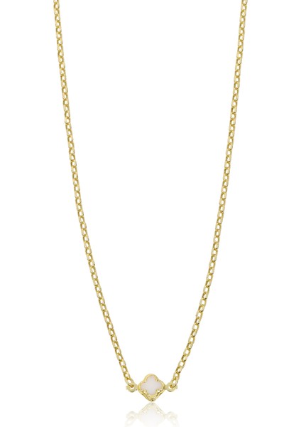 14 Ayar Altın Beyaz Yoncalı Kolye fırsatları