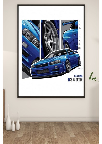 A3 Nıssan R34 Gtr Baskılı Poster