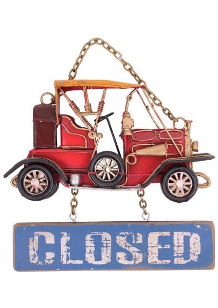 Dekoratif Metal Kapı Yazısı Nostaljik Araba